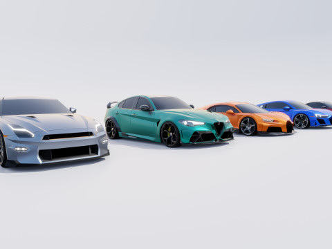 Sports Cars Lowpoly Pack 3D Модель