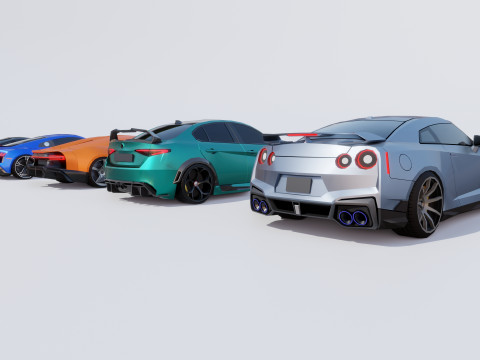 Sports Cars Lowpoly Pack 3D Модель