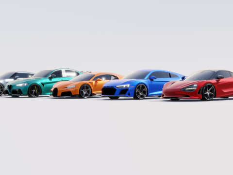 Sports Cars Lowpoly Pack 3D Модель
