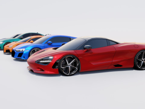 Sports Cars Lowpoly Pack 3D Модель