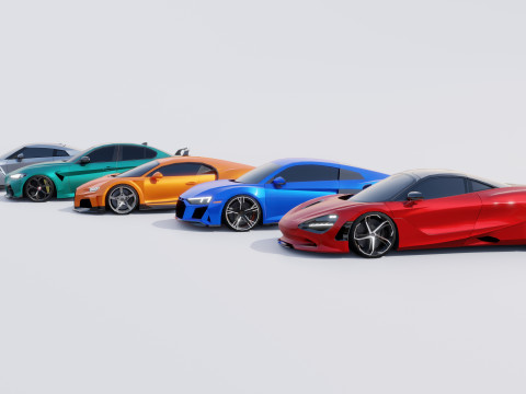 Sports Cars Lowpoly Pack 3D Модель