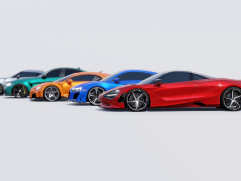 Sports Cars Lowpoly Pack 3D Модель