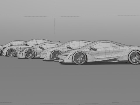 Sports Cars Lowpoly Pack 3D Модель