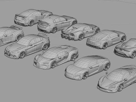 Sports Cars Lowpoly Pack 3D Модель