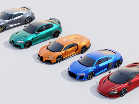 Sports Cars Lowpoly Pack 3D Модель