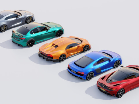Sports Cars Lowpoly Pack 3D Модель