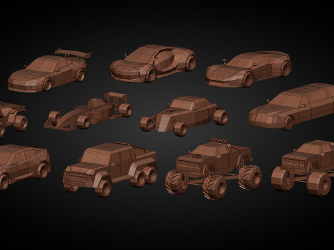 Stilize Lowpoly Arabalar Vol2 3D Model