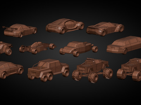 Stilize Lowpoly Arabalar Vol2 3D Model