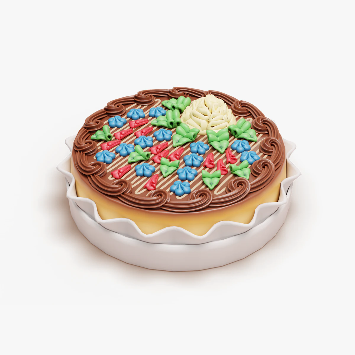 様式化されたキエフ ケーキ 3Dモデル .c4d .max .obj .3ds .fbx .stl .blend