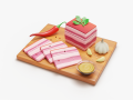 Stylized pork salo on a cutting board 3Dモデル