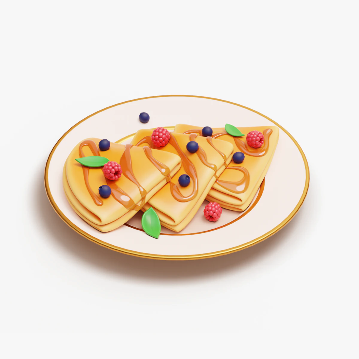 Stylized Sweet Pancakes 3D Model .c4d .max .obj .3ds .fbx .stl .blend