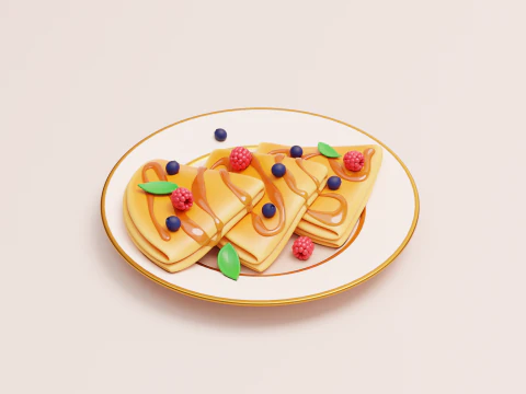 Stylized Sweet Pancakes 3D Model
