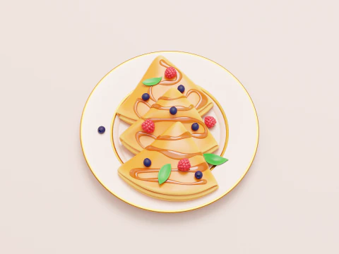 Stylized Sweet Pancakes 3D Model
