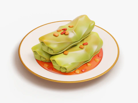 Gulungan Kubis Bergaya Model 3D