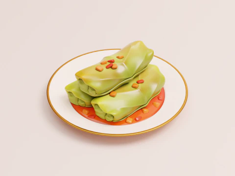 Stylized Cabbage Roll 3D Model