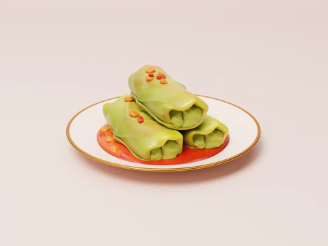 Stylized Cabbage Roll 3D Model