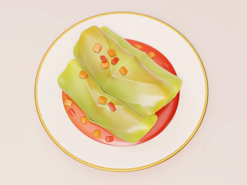 Stylized Cabbage Roll 3D Model