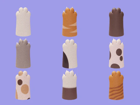 Cute stylized cat paws 3D Model