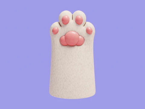 Cute stylized cat paws 3D Model