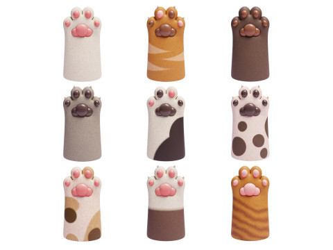 Cute stylized cat paws Model 3D