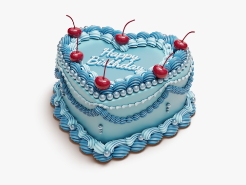 Vintage Heart-Shaped Cake 3Dモデル