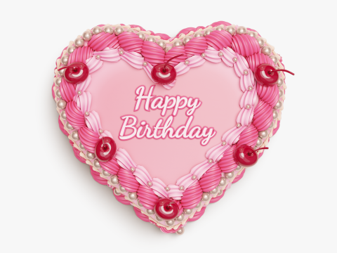 Vintage Heart-Shaped Cake 3Dモデル