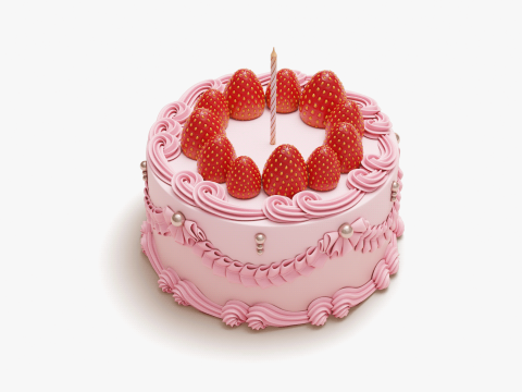 Vintage Strawberry Cake 3Dモデル