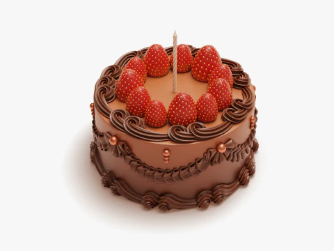 Vintage Strawberry Cake 3D Model