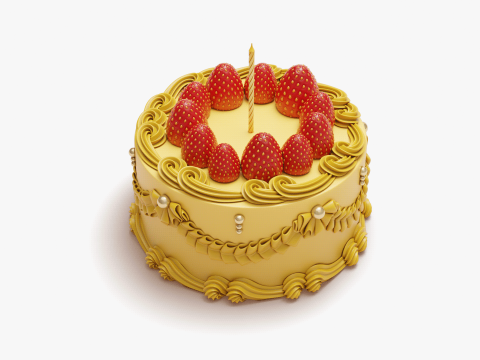Vintage Strawberry Cake 3Dモデル