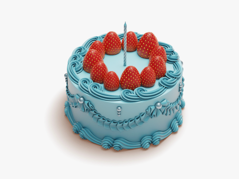 Vintage Strawberry Cake 3Dモデル