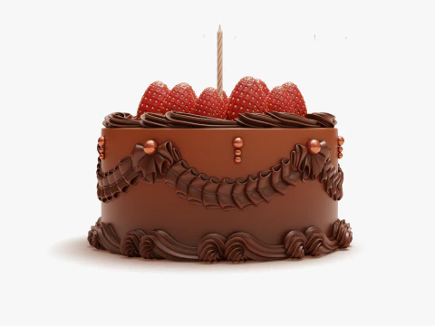 Vintage Strawberry Cake 3D Model