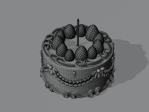 Vintage Strawberry Cake 3Dモデル