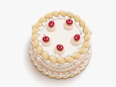 Satz bunte Vintage-Kuchen 3D Modell