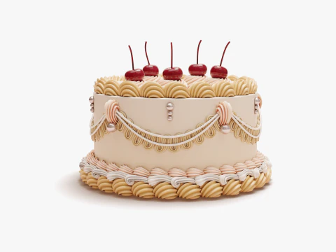 Satz bunte Vintage-Kuchen 3D Modell