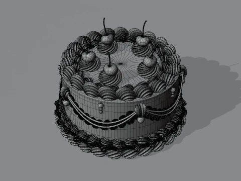 Satz bunte Vintage-Kuchen 3D Modell