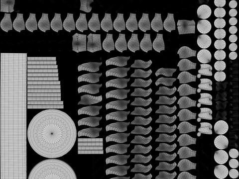 Satz bunte Vintage-Kuchen 3D Modell