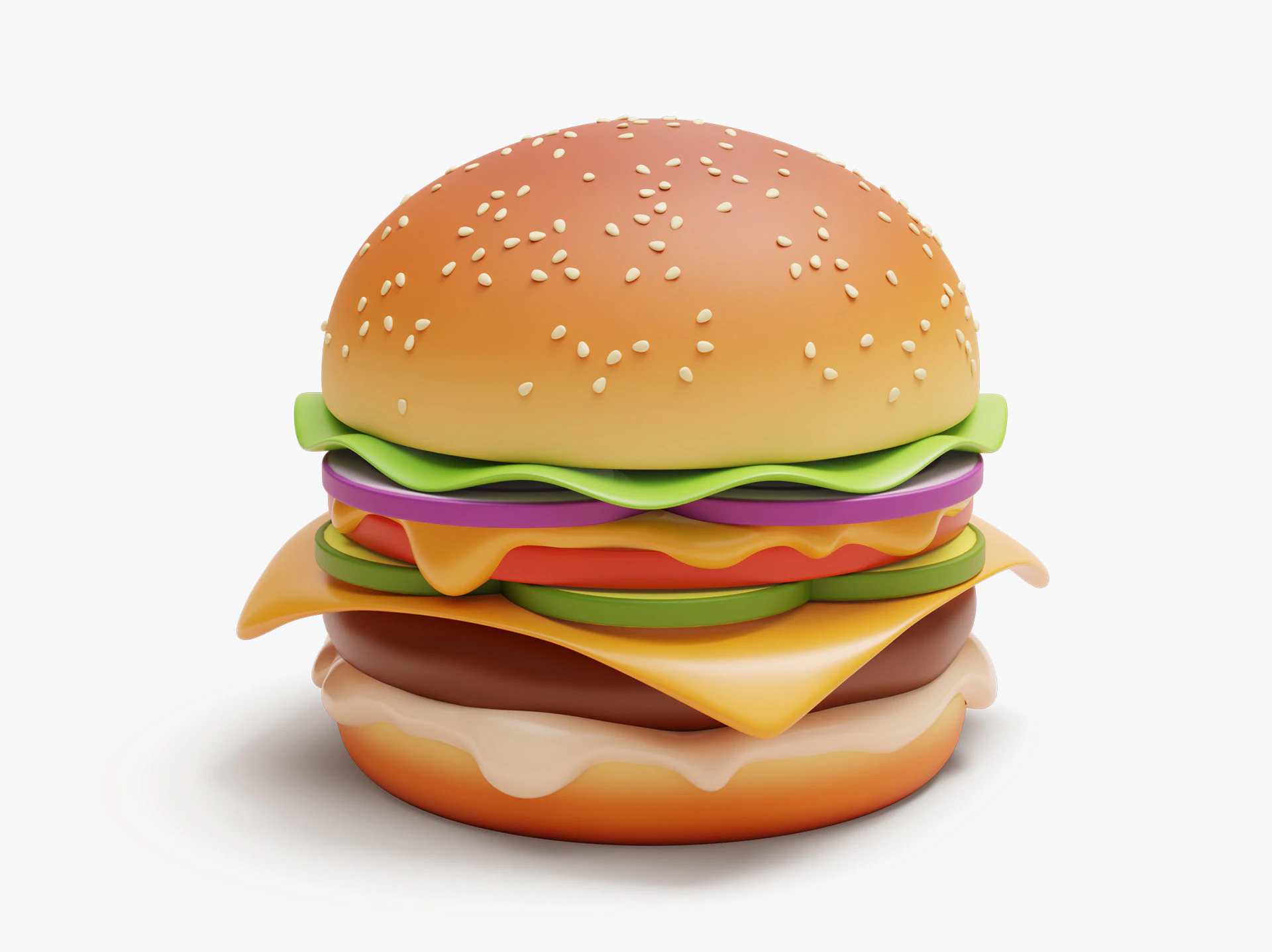 Hamburger Stylized 3D Model .c4d .max .obj .3ds .fbx .stl .blend 