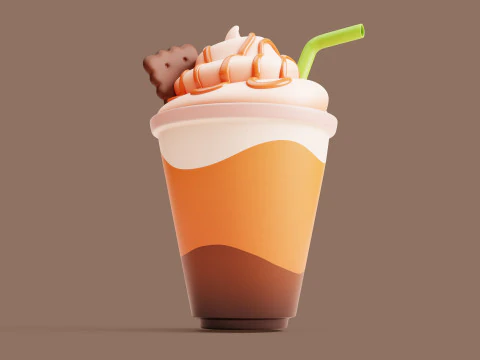 Сливочный кофе стилизованный 3D Модель