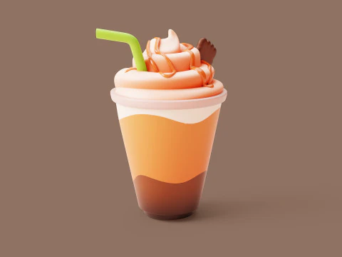 Сливочный кофе стилизованный 3D Модель