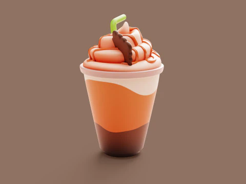 Сливочный кофе стилизованный 3D Модель