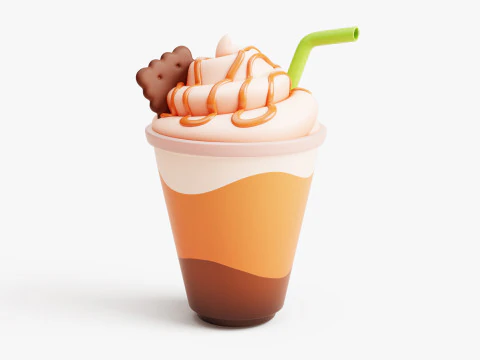 Caf&eacute; Cremoso Estilizado Modelo 3D