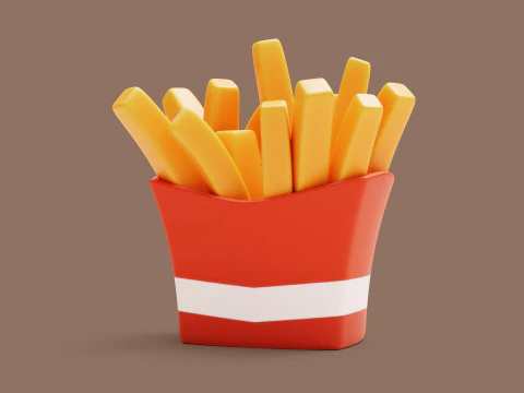 French Fries Stylized 3D Model