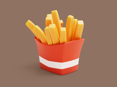 French Fries Stylized 3D Model