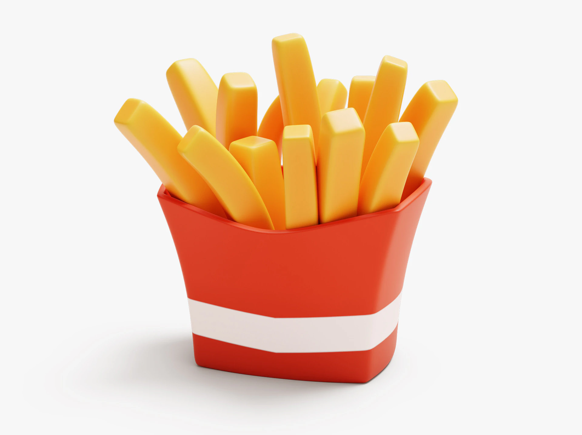 French Fries Stylized 3D Model .c4d .max .obj .3ds .fbx .stl .blend 