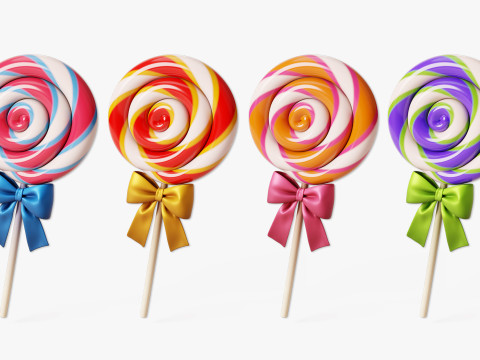 Swirl Lollipop Stylized 3D Model