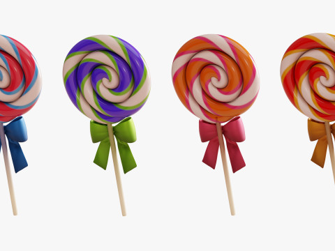 Swirl Lollipop Stylized 3D Model