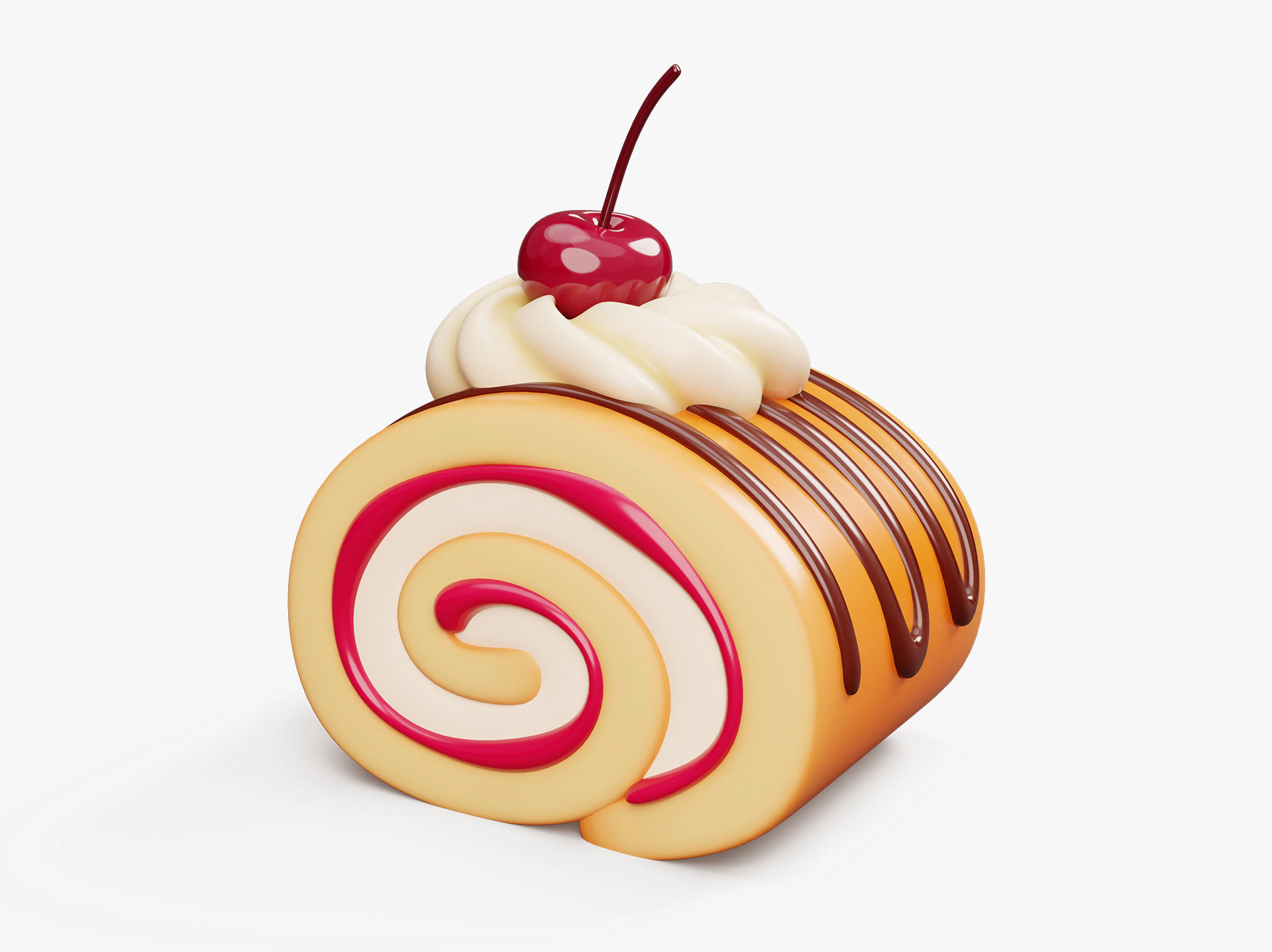 Cake Roll Stylized 3D Model .c4d .max .obj .3ds .fbx .stl .blend