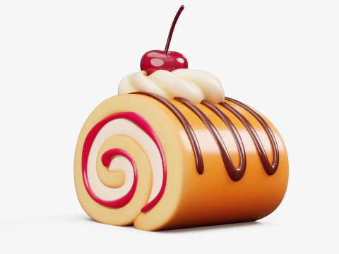 Cake Roll Stylized 3D Model
