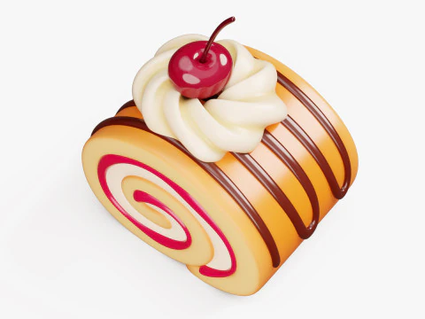 Cake Roll Stylized 3D Model