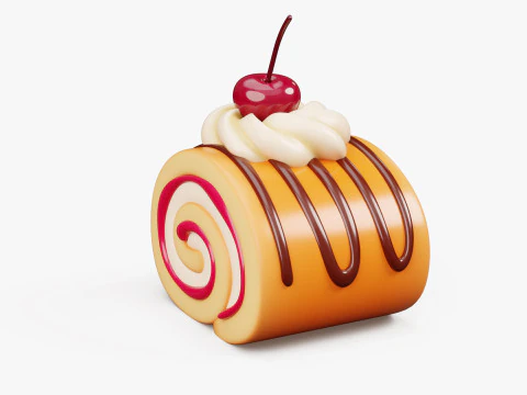 Cake Roll Stylized 3D Model